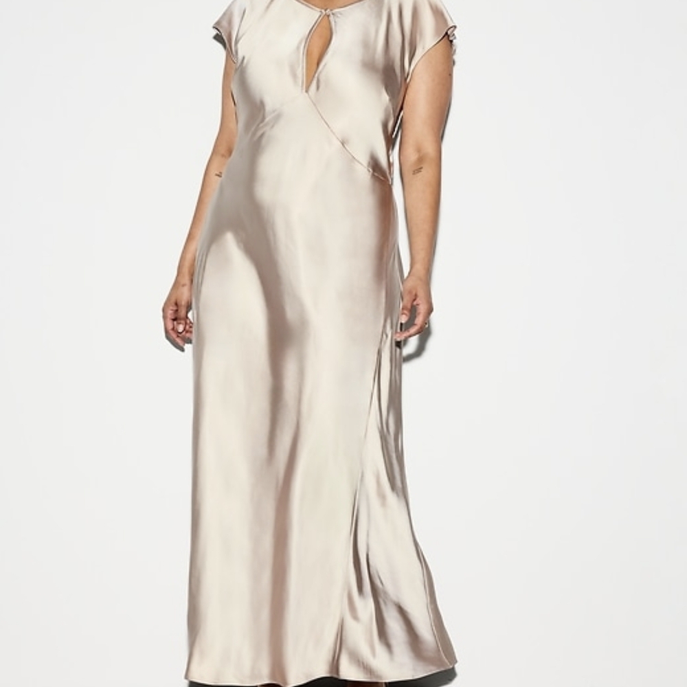 Luxurious Satin Maxi Dress in Cream